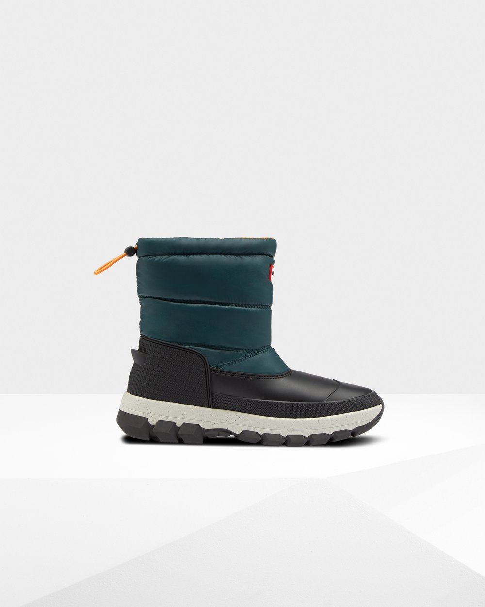 Womens Snow Boots - Hunter Original Insulated Short (10GPIZHXQ) - Green/Grey